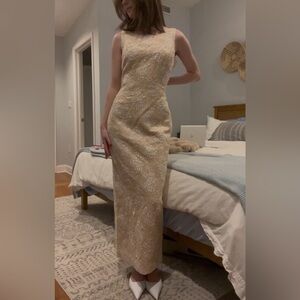 Carmen Marc Valvo Bridal Pink Floral Dress